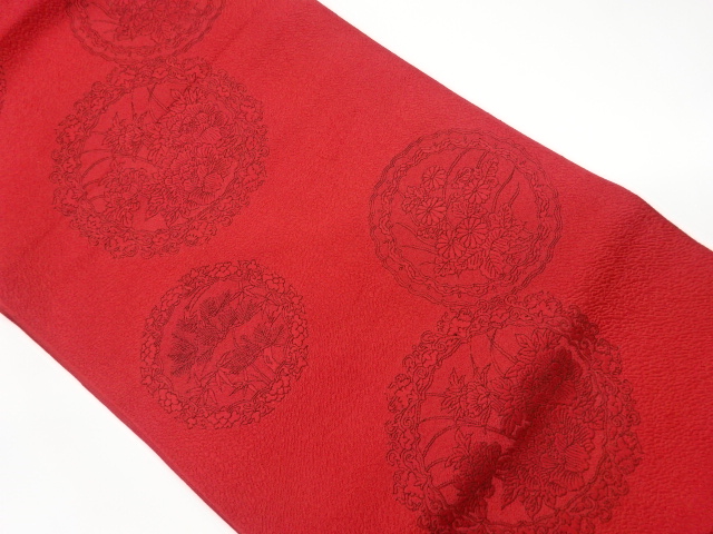 リサイクル　草花模様織出し名古屋帯